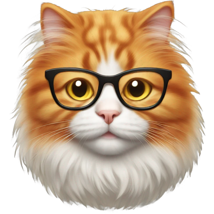 Orange fluffy cat with glasses  emoji