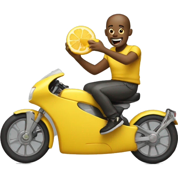 Guy eating yellow pop cycle very happy  emoji