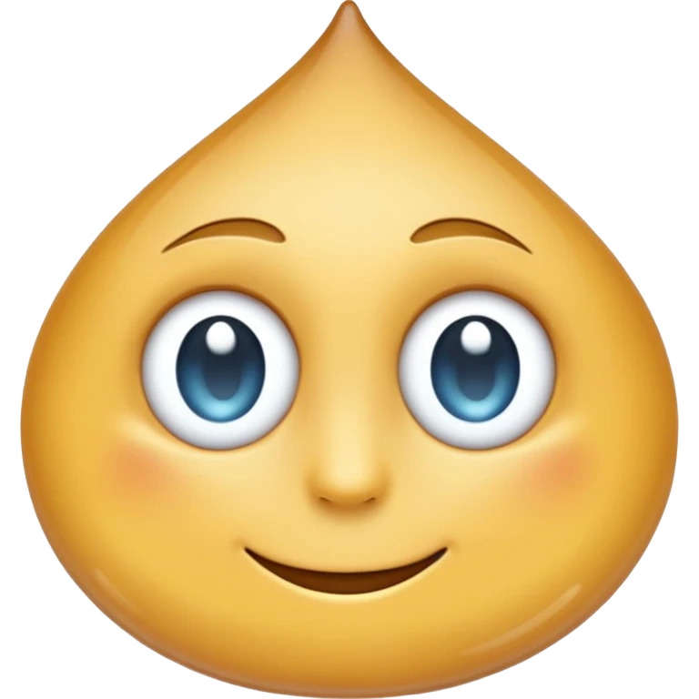 One eye on the left droplet; the right eye is absent but subtly hinted (indentation, ripple, or reflection). Clean emoji style, soft lighting, simple shapes, white/transparent background, high-resolution, friendly. emoji