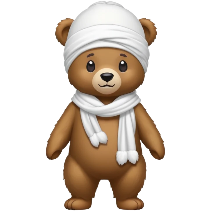 Full-length cartoon bear with white durag, standing on two legs, emoji style emoji