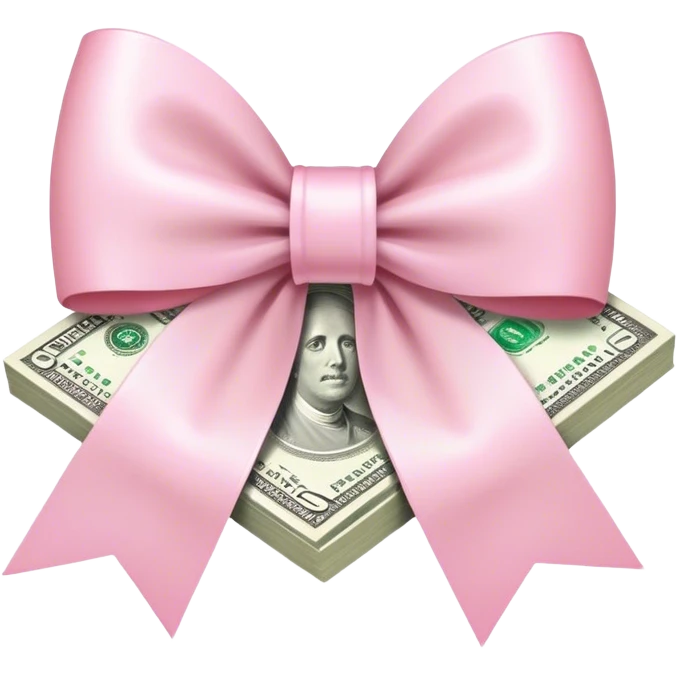 Money with a light pink bow emoji