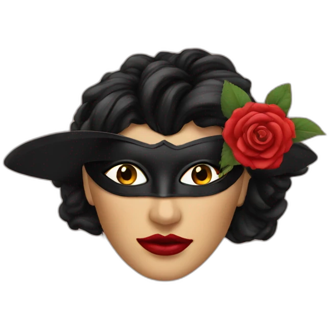 zorro woman mask with rose in hair emoji