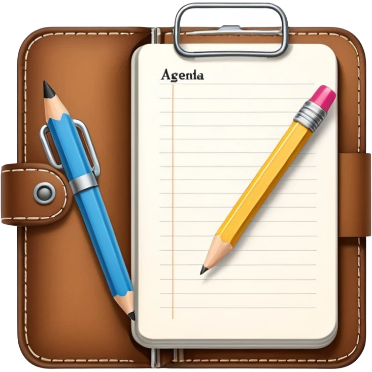 daily planner agenda leather with open page and pencil emoji