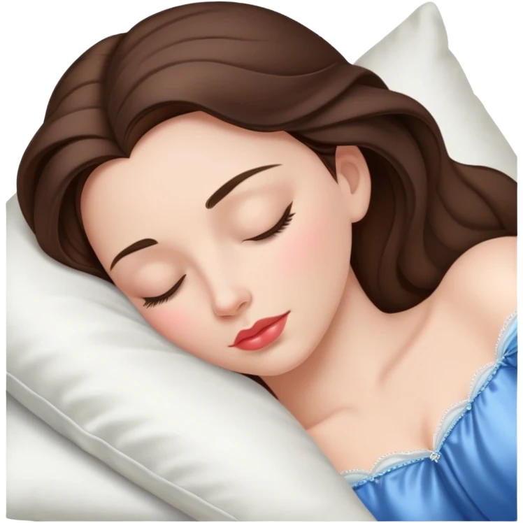 sleeping beauty brunette white girl with a silk pillow emoji