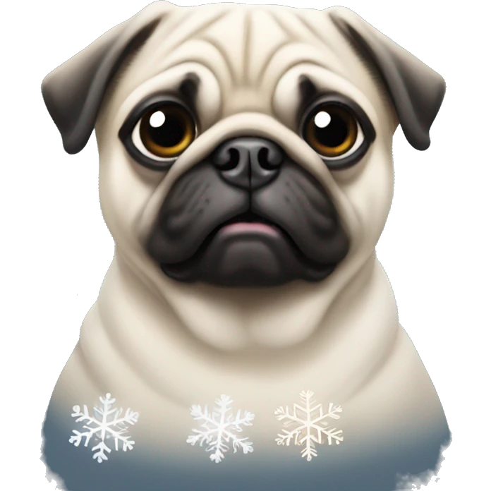 pug with snowflake emoji