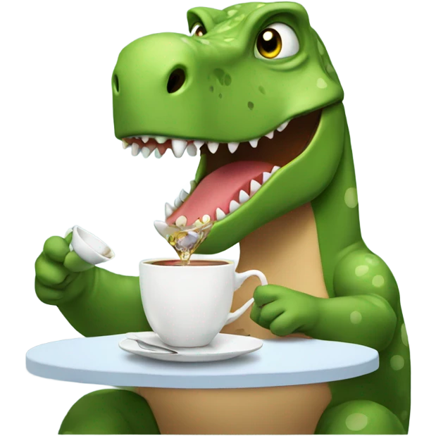 Dinosaur enjoying tea emoji