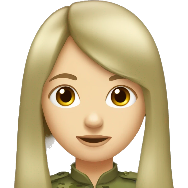 army russian girl with long hair and bangs emoji
