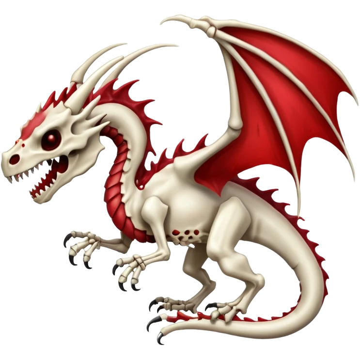  skeletal skeleton bone dragon with some blood dripping emoji