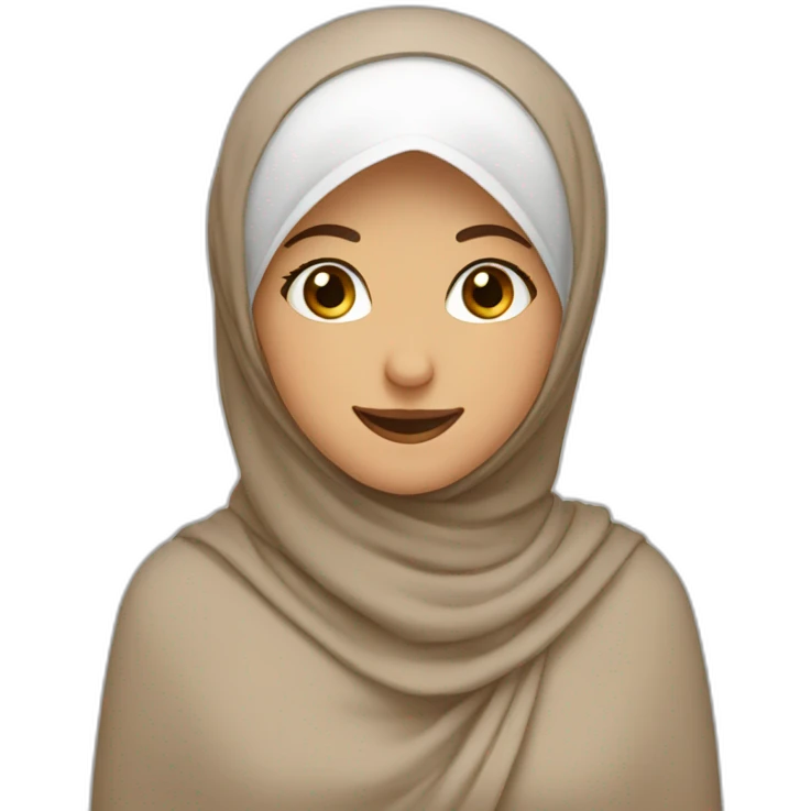 A happy girl wear a brown hijab and do wink emoji