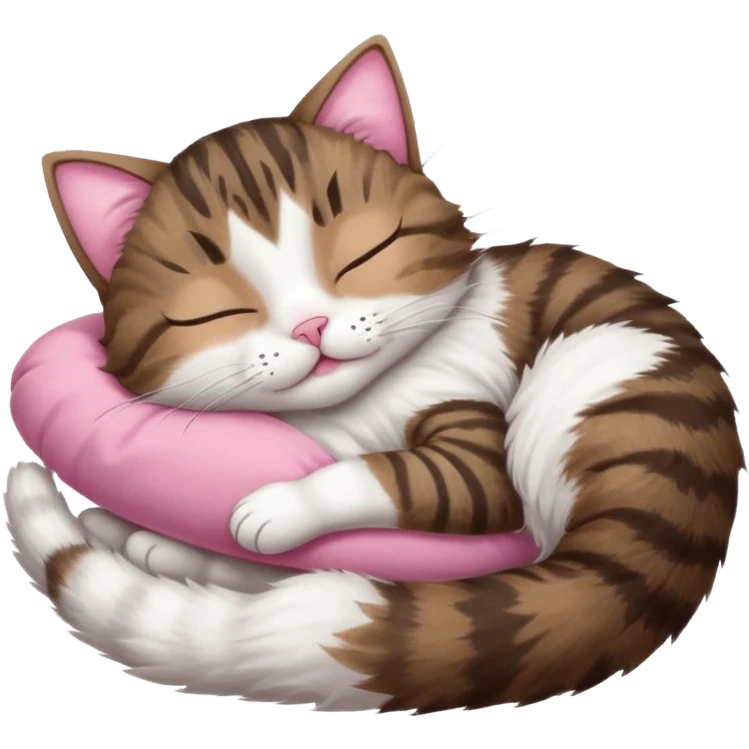 dark brown tabby and white cat sleeping rolled over and upside down emoji