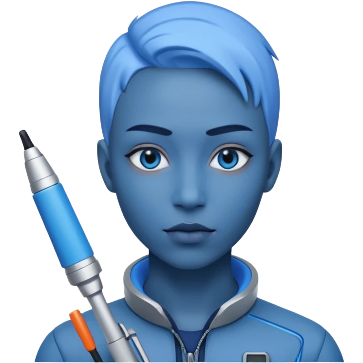 person with digital toolkit, digital vibes, blue emoji