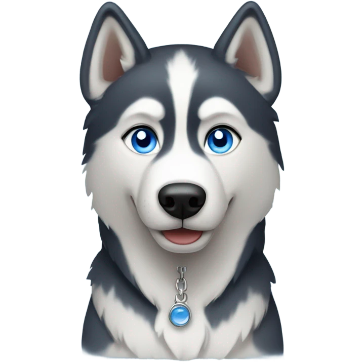 Husky dog, with blue eye emoji
