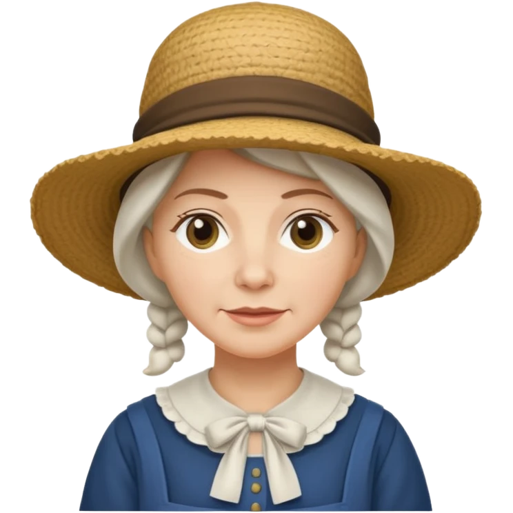 Puritan farmer female middle age white bonnet hat amish emoji
