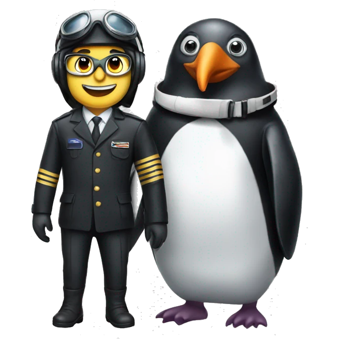 penguin with pilot h emoji