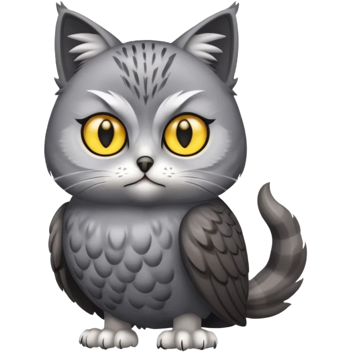 A animal with a Owl body cat head and tail emoji