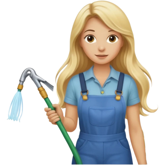 blonde lon hair female gardener hose emoji