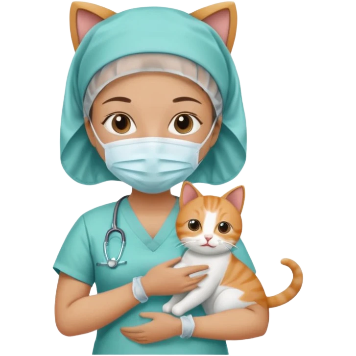 scrub nurse with cats and operation  beds emoji