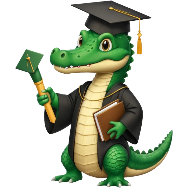 Alligator graduating holding diploma emoji