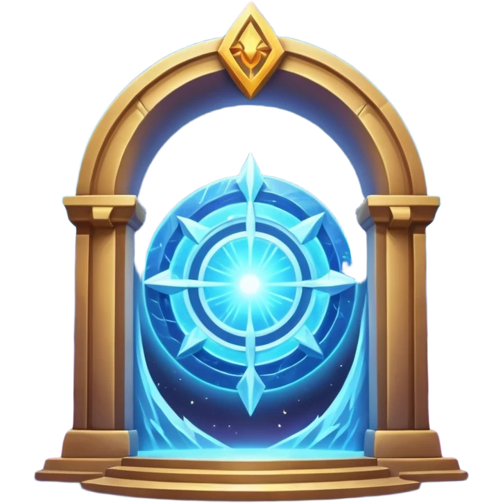 universe gate object icon, gigantic cosmic portal doorway, swirling galaxy energy inside, glowing starry aura, mystical space runes, fantasy sci-fi style, 3D cartoon, mobile game icon style, centered, clean background, no text, no watermark emoji