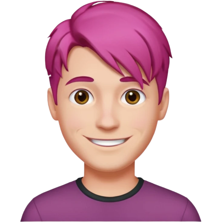 Dark pink hair male side part emoji