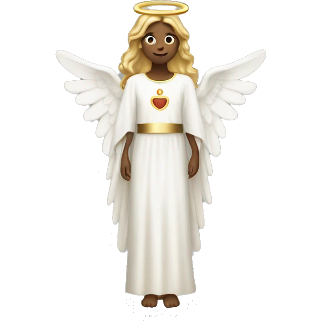Angel with golden halo, subtle red and green accents emoji