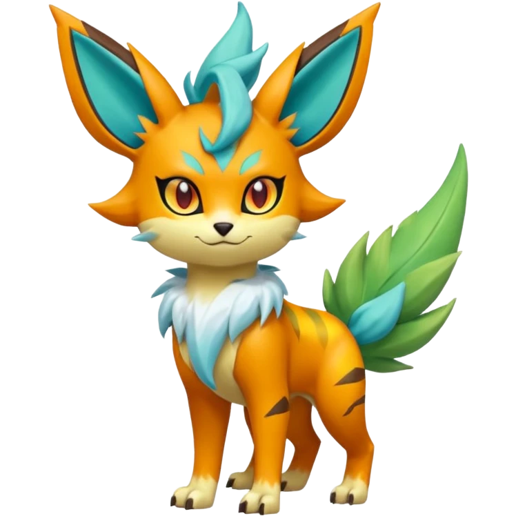 Torracat-Amaura-Leafeon-Fakémon-Digimon-fusion (full body) emoji