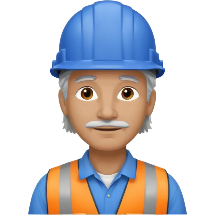 blue helmet old, long hair construction worker with earrings man emoji