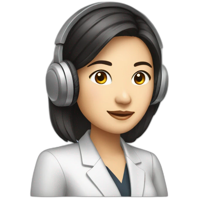 Female wealth management consultant, Asian, wearing headphones, Half-length portrait emoji
