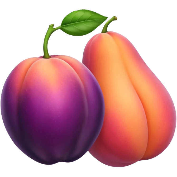 Peach with eggplant between emoji