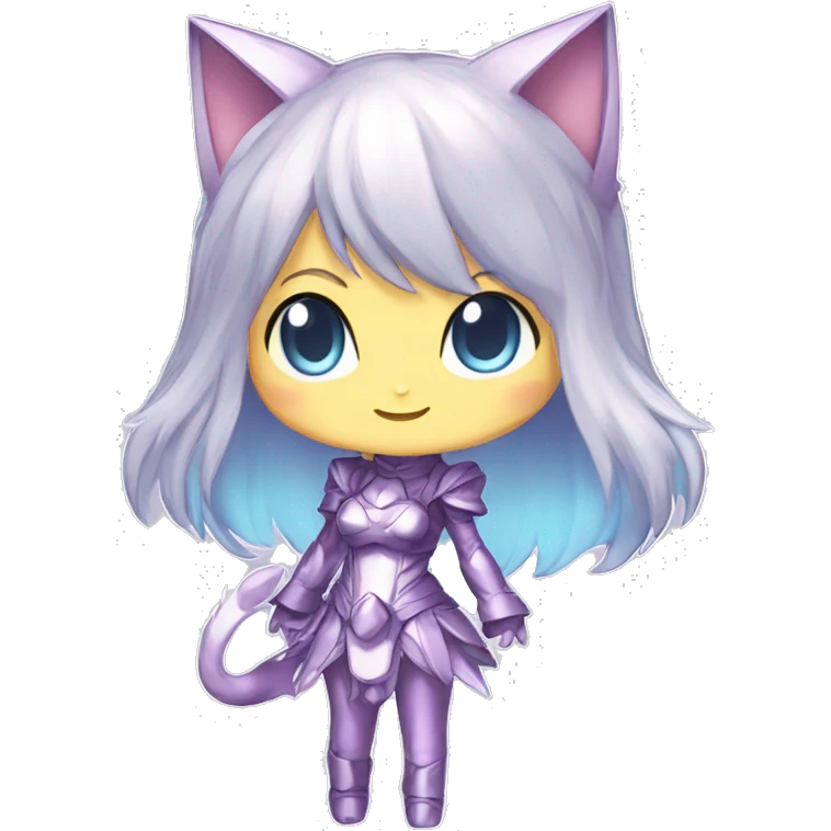Pastel-Catgirl-Chibi-Sona-Shiny-Fakémon with a mask full body emoji