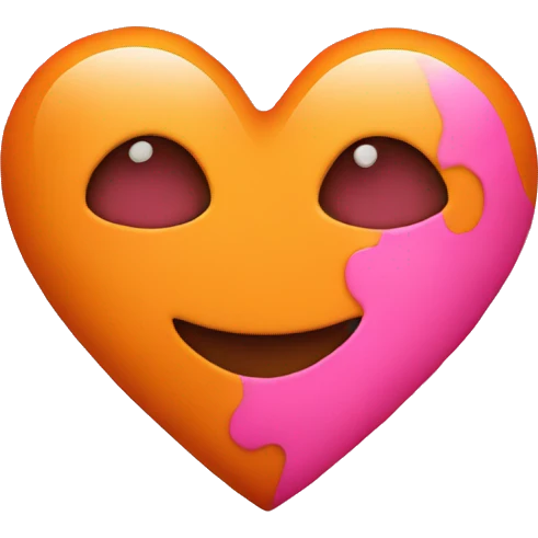 Orange pink grunge heart  emoji