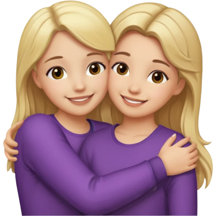 Make me and my friend hug (blonde girl and brunette girl) emoji