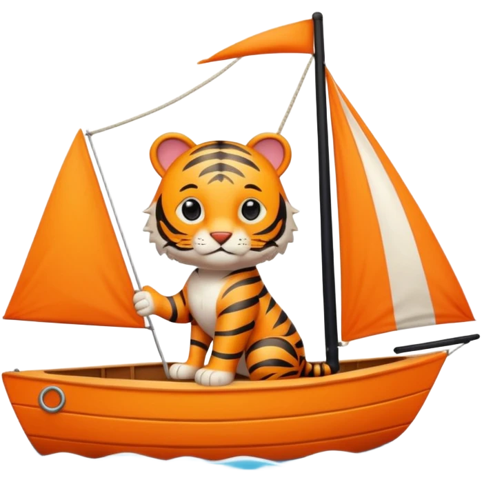 cute tiger sailing on sailboat  emoji
