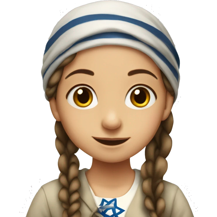 Jewish girl in shtetl with long braid and bandana  emoji