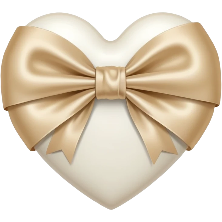 White heart with a beige bow going across emoji