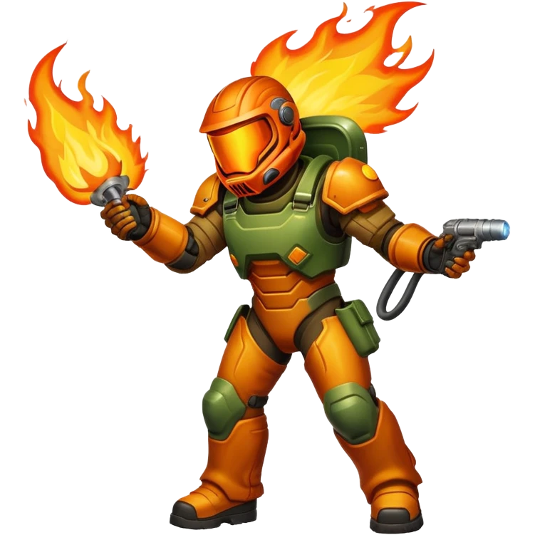 Doom slayer welder on fire emoji