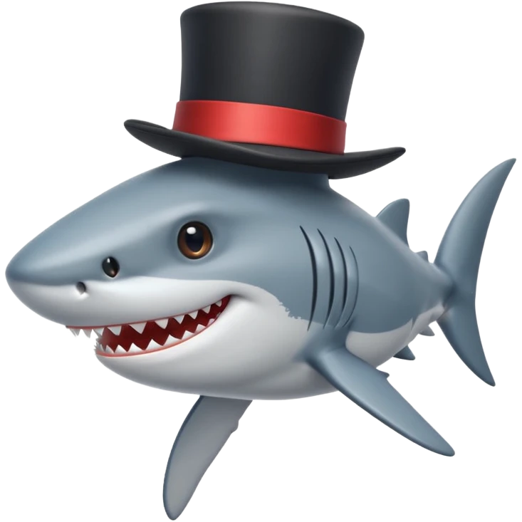 Shark with a top hat emoji
