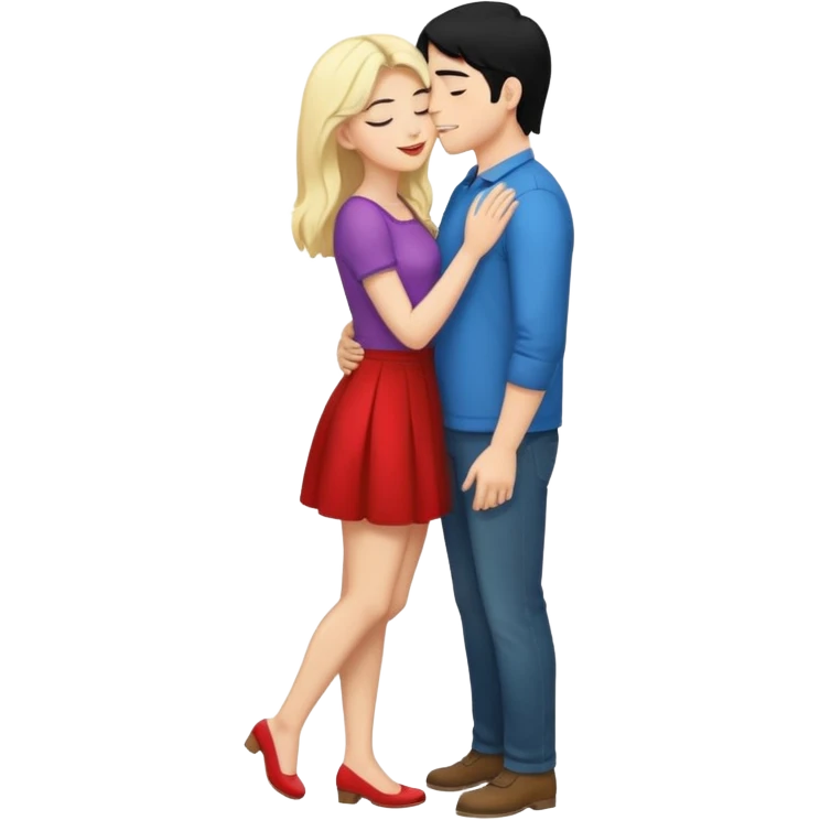 couple kissing black hair man blonde woman full body emoji
