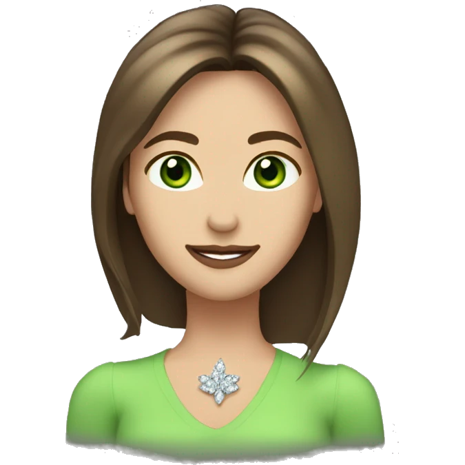 pretty 40 year old woman with grass green eyes and shoulder length straight brown hair diamond tiara emoji