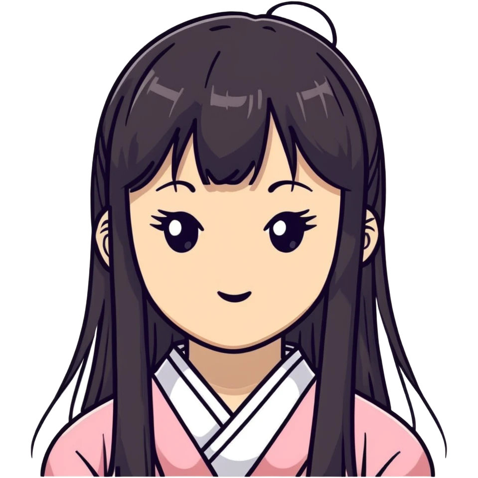 Cute Japanese girl with straight bangs and long straight hair emoji