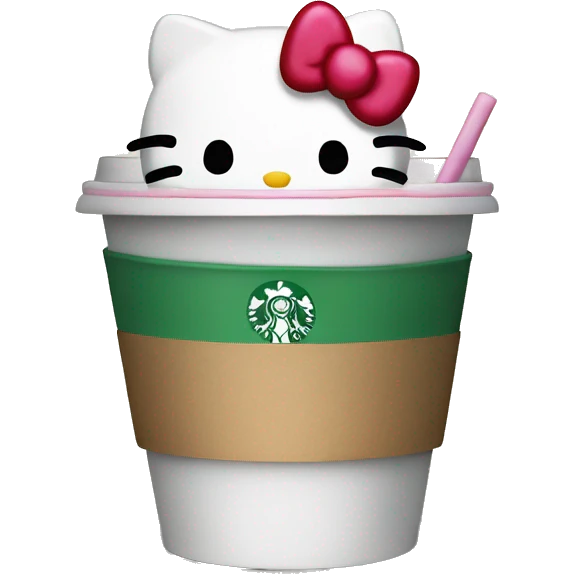 Hello kitty with Starbucks cup emoji