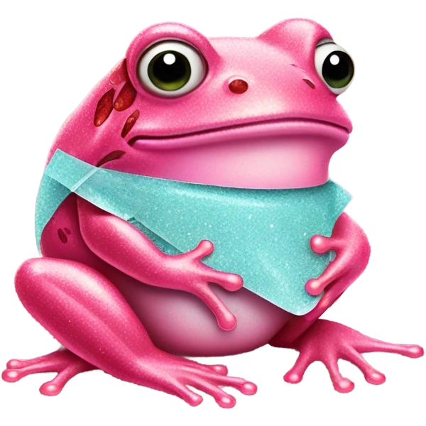 Rose pink frog having surgery with glitter  emoji