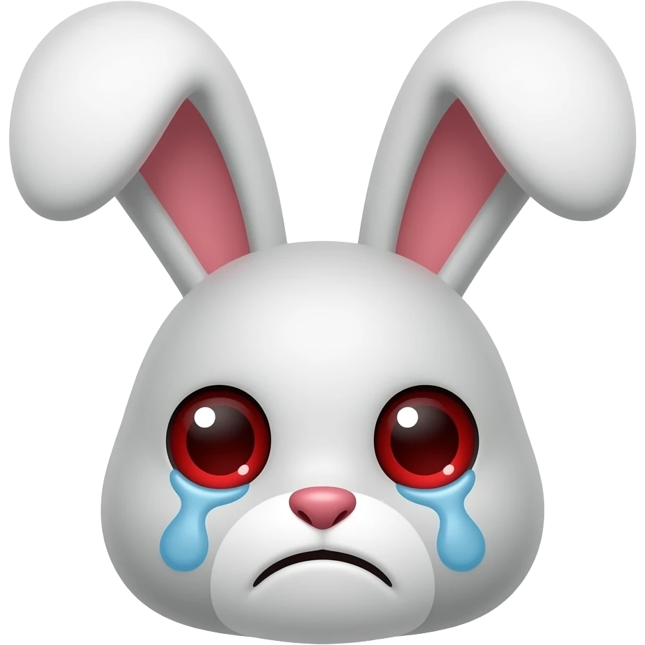 bunny eyes red sorrowful unhappy criying face emoji