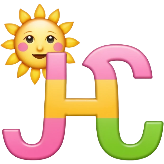 Latin letters SOL in emoji style, classic font, pink green and sunny colors, associations with energy and sun emoji