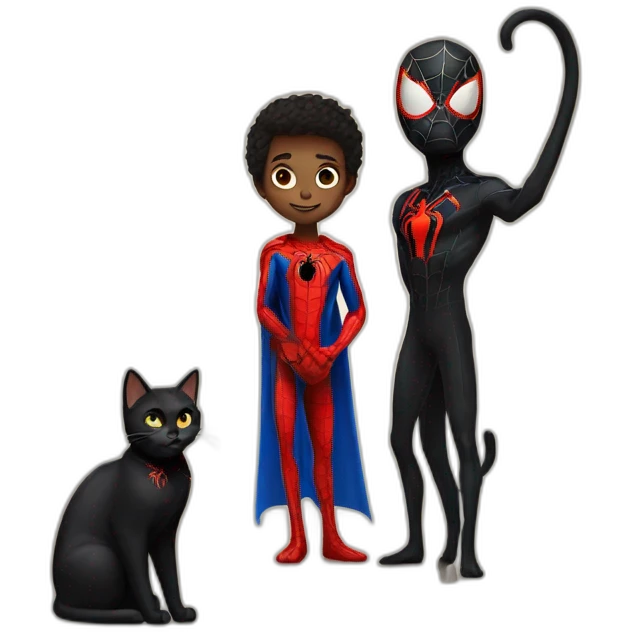 Black Cat with Spider-Man emoji