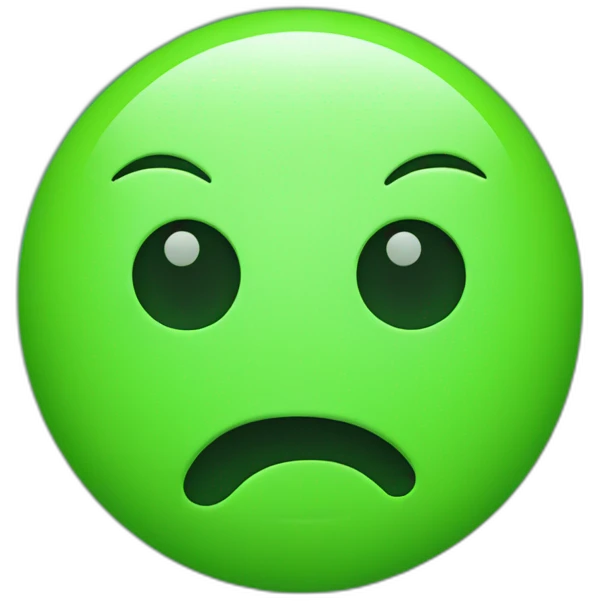 smiley face with bright neon green facial features and black face emoji