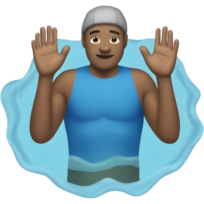 Man swimming in the water with hands emoji