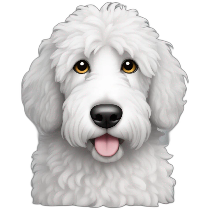 sheepadoodle with black patch over left eye and white rest of face emoji