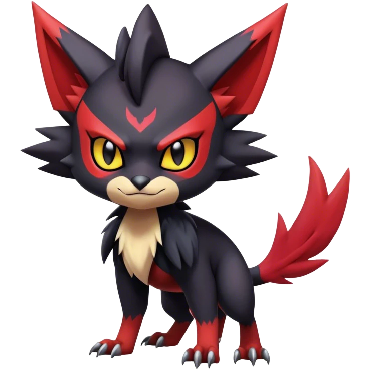 Edgy Cute Cool Kawaii Litten-Noivern-Zoroark-Noibat-Pokemon-hybrid Full Body  emoji