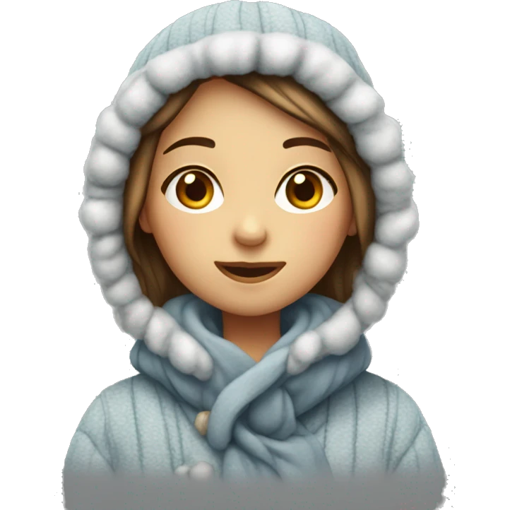 Girl in winter clothes cozy emoji